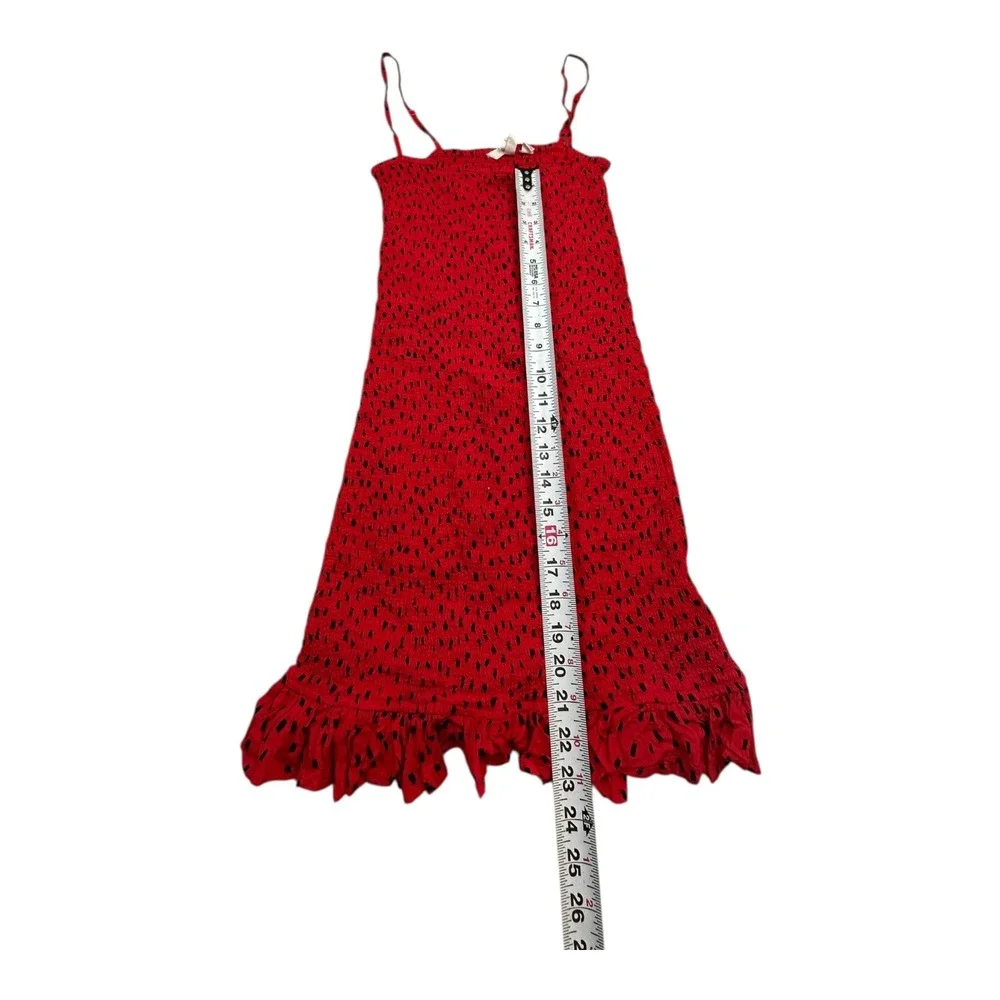 Billabong‎ Sincerely Jules Red Smocked Sundress Ruffle Hem Mini Size S